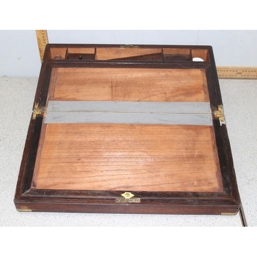 283 - Antique rosewood writing slope with brass bound corners