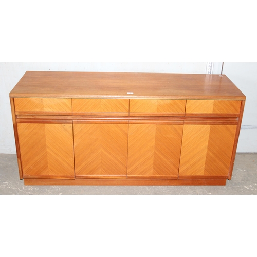 3 - Retro G-Plan 4 drawer, 4 door sideboard with herring bone type pattern, approx 153cm wide