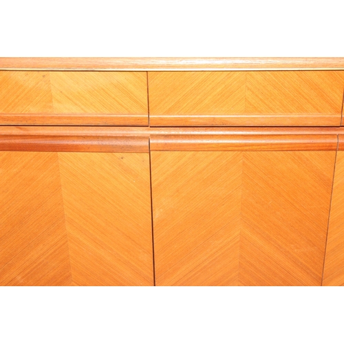 3 - Retro G-Plan 4 drawer, 4 door sideboard with herring bone type pattern, approx 153cm wide