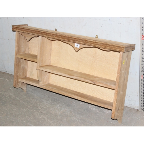 36 - Vintage pine wall shelf, approx 100cm wide