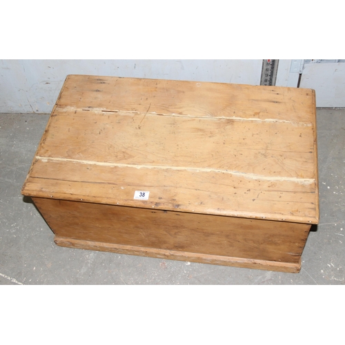 38 - An antique pine trunk, approx 80cm wide