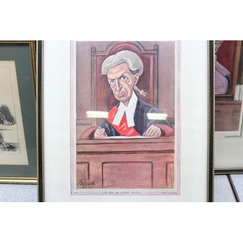 385 - A large qty of vintage courtroom and legal satire prints to inc Vanity Fair etc