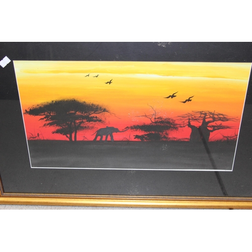 388 - In the manner of Nkonyo Isaac (Uganda XX), 2 African school acrylic/ oil paintings of the savannah a... 