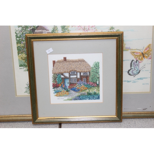 392 - 8 vintage framed embroidered pictures