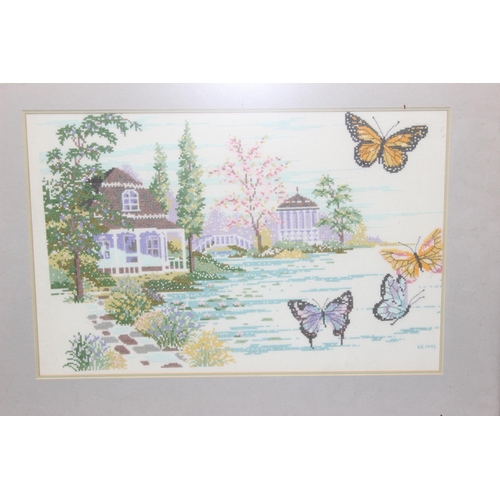 392 - 8 vintage framed embroidered pictures