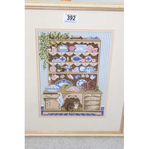 392 - 8 vintage framed embroidered pictures