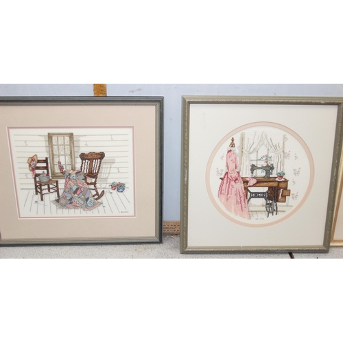 392 - 8 vintage framed embroidered pictures