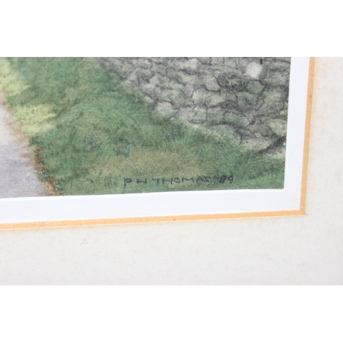 395 - Peter Thomas (XX), farmer driving sheep on the road near Semerwater, Wensleydale, signed and dated 1... 