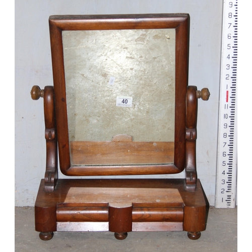 40 - A 19th century mahogany framed table topped mirror with drawers