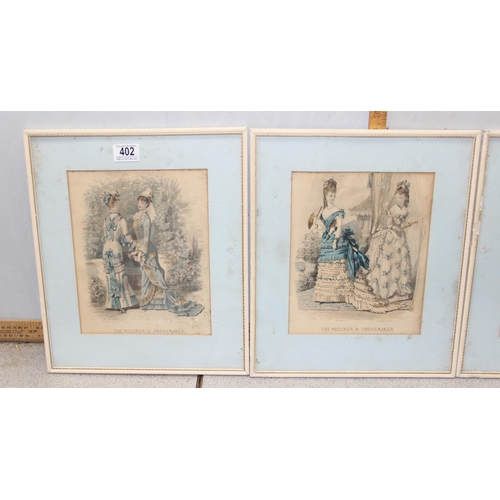 402 - Qty of smaller antique and later prints to inc fashion prints