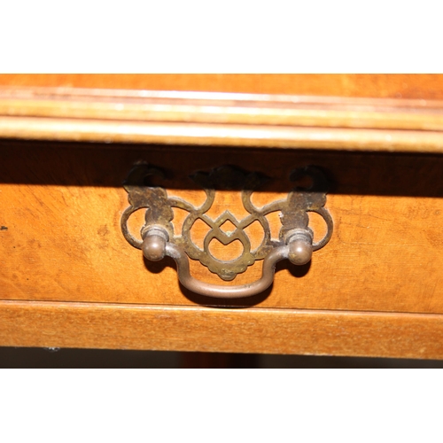 46 - A vintage burr walnut finished drop end sofa table with 2 drawers, approx 146cm wide when extended