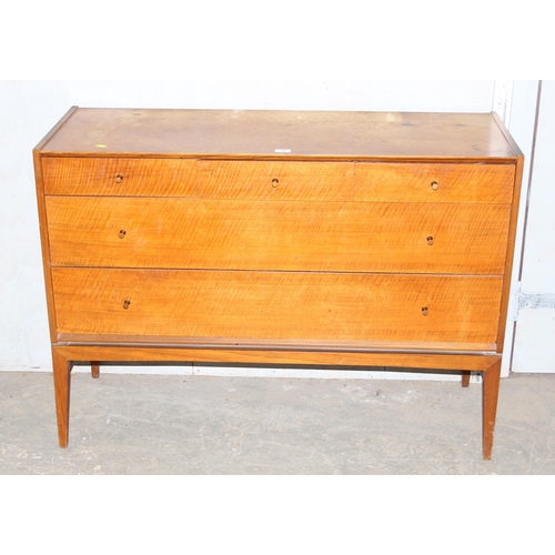 5 - A retro 3 over 2 mid-century chest of drawers with brass handles, approx 122cm wide