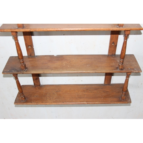 54 - Antique stained pine wall shelf, approx 75cm wide