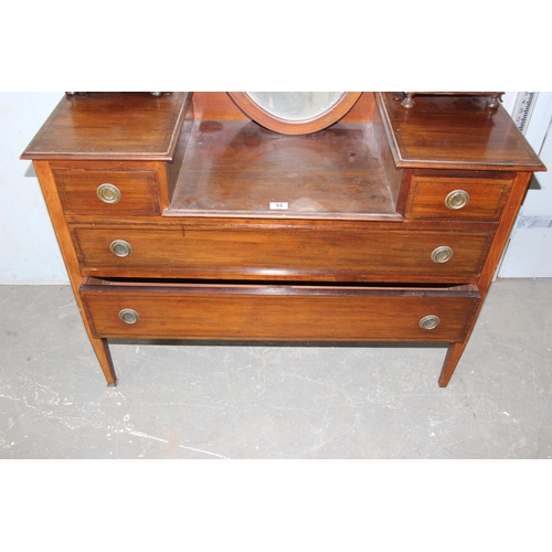 55 - An Edwardian inlaid dressing table with mirror, approx 108cm wide