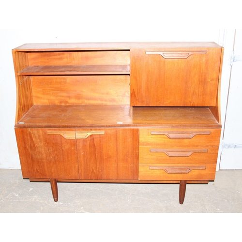 6 - A retro 4 over 2 drawer mid-century high sideboard drinks cabinet, approx 150cm wide, seemingly unna... 