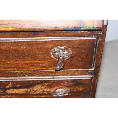 61 - A small early 20th century oak bureau, approx 51cm wide