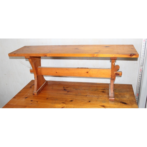 62 - Pine kitchen table and 2 benches