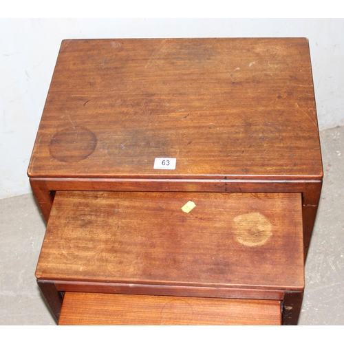 63 - Retro teak nest of tables, unmarked