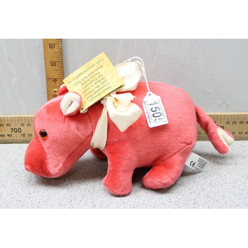 1505 - Merrythought pink hippo stuffed toy with tags