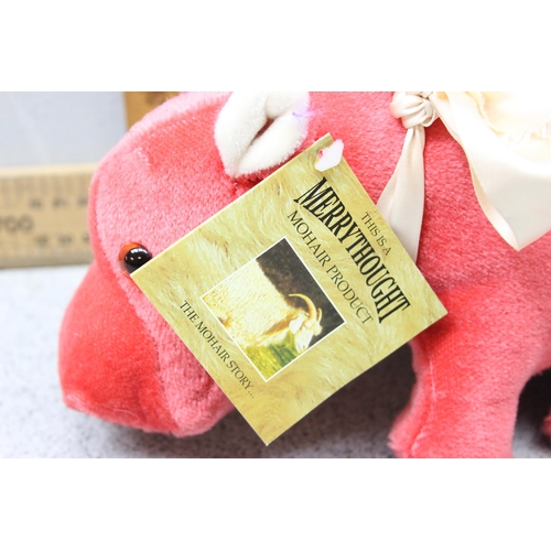 1505 - Merrythought pink hippo stuffed toy with tags