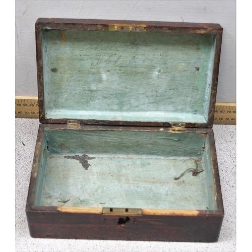 290 - Qty of assorted antique and vintage boxes to inc a wooden writing slope, Art Nouveau style casket et... 