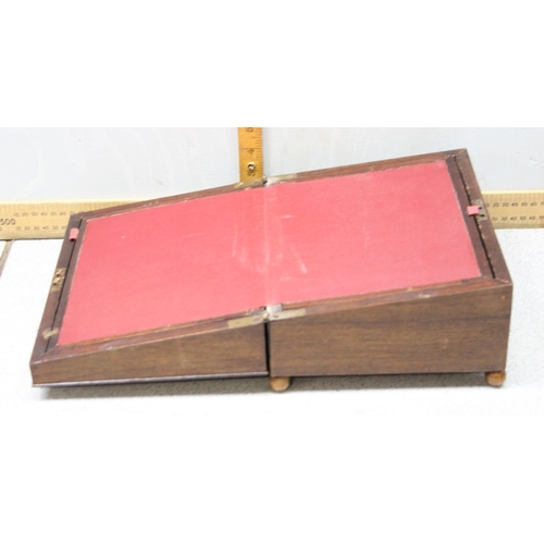 290 - Qty of assorted antique and vintage boxes to inc a wooden writing slope, Art Nouveau style casket et... 