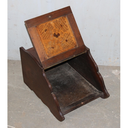 79 - An antique oak coal box or scuttle