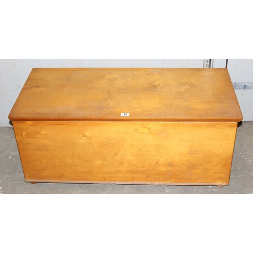 85 - Large wooden trunk, approx 108cm wide