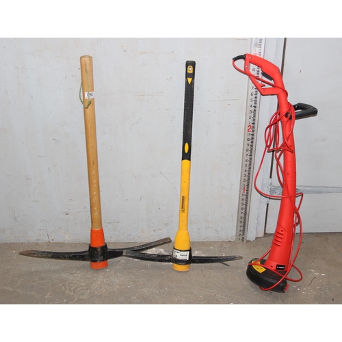 850 - 2 pick axes & a electric weed whacker