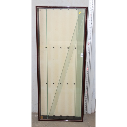 87 - A large wall mounted display case with glass shelves, approx 135cm wide, ideal antique fair cabinet