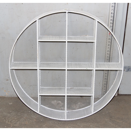 88 - An industrial style circular metal wall shelf unit, approx 82cm in diameter