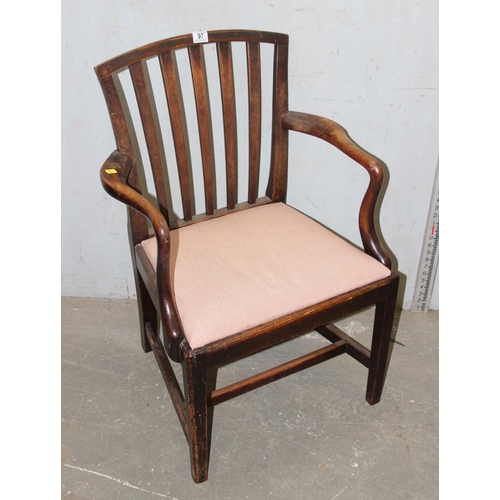 97 - Two Georgian dining chairs & a Edwardian low seated lounge chair