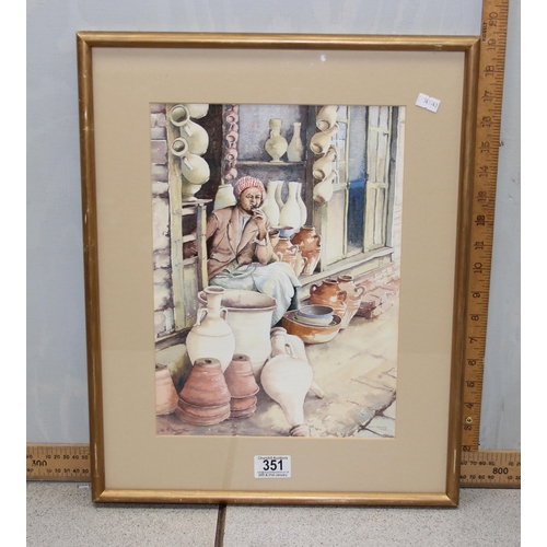 427 - Peter Dewar (XX), The Pot Seller 1993, watercolour of a Middle Eastern market scene, signed and date... 