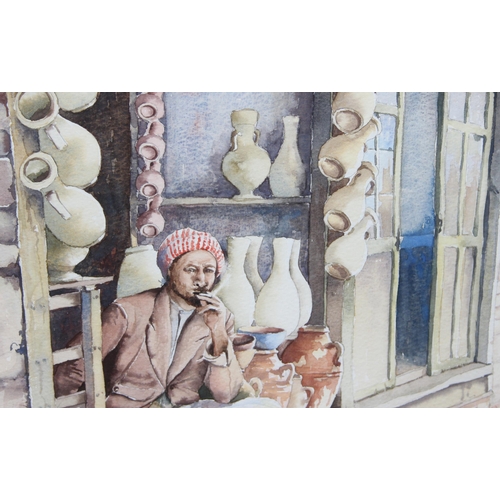 427 - Peter Dewar (XX), The Pot Seller 1993, watercolour of a Middle Eastern market scene, signed and date... 