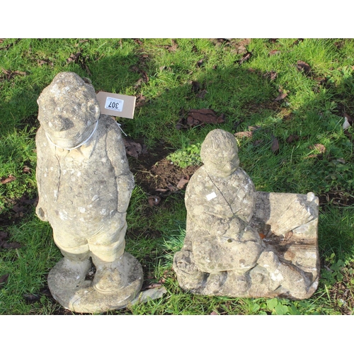 322 - 2 concrete garden ornaments of a granny & a grandad