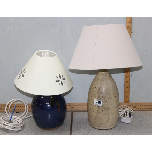 246 - John Kershaw Studio Pottery lamp and a further blue glazed studio lamp (2)