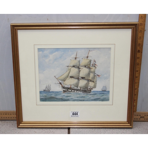 434 - W.R. Kennedy (Late XIX/ Early XX), marine school watercolour of a ship at sail, signed and dated low... 