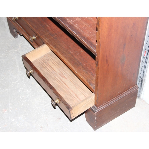 102 - An antique mahogany bookcase with 2 lower drawers and 3 adjustable shelves, approx 97cm wide