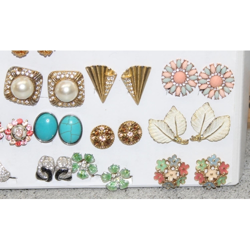 1134 - Display of approx 44 pairs of vintage and later clip on earrings