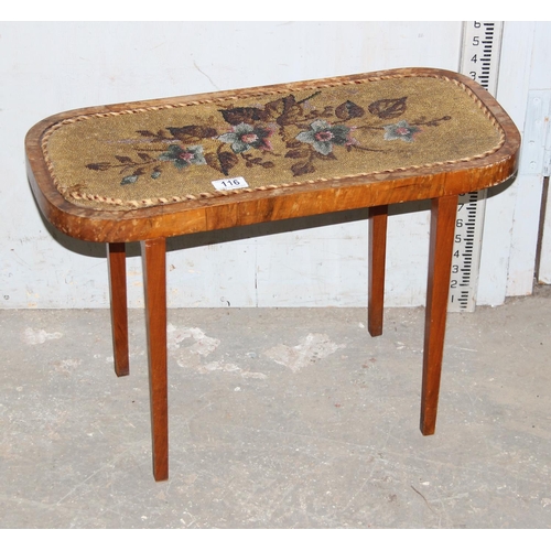 116 - A Victorian small side table with beadwork top, approx 60cm wide