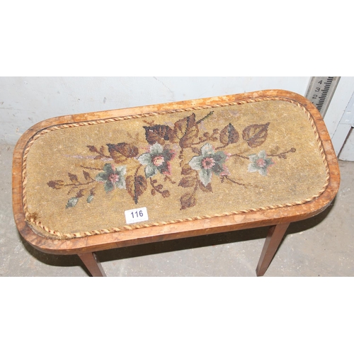 116 - A Victorian small side table with beadwork top, approx 60cm wide