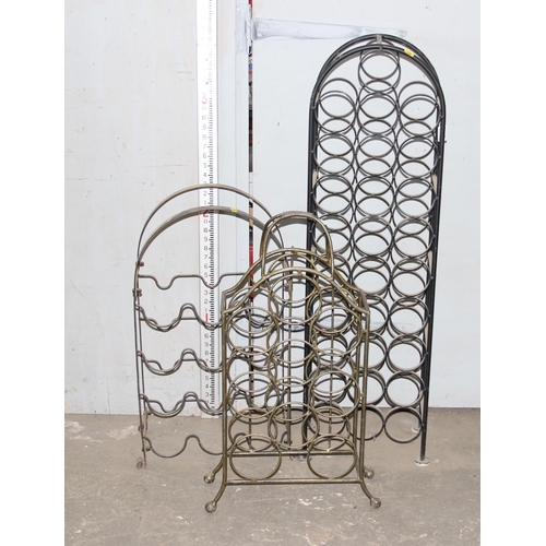 123 - 3 metal wine racks, various shapes and sizes