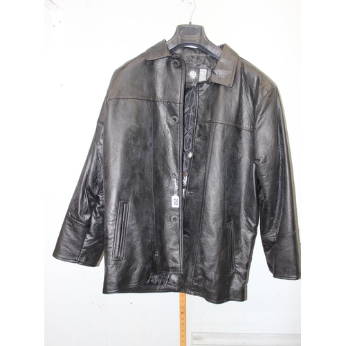 202 - GV of Italy black leather jacket size large, with tags and seemingly unworn