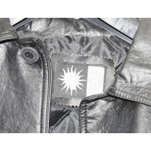 202 - GV of Italy black leather jacket size large, with tags and seemingly unworn