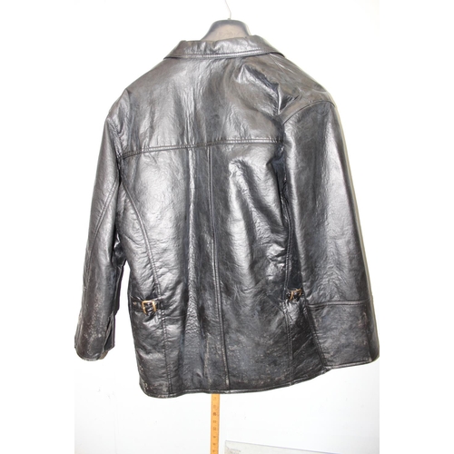 202 - GV of Italy black leather jacket size large, with tags and seemingly unworn