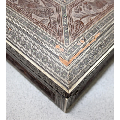 294 - A 19th century Anglo-Indian Vizagapatam work box with sadeli inlay and carved details, approx 32cm w... 