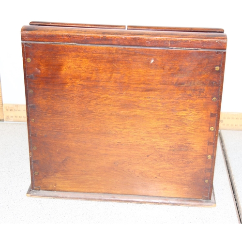 295 - Vintage bur walnut veneer stationary box with internal waterfall letter rack