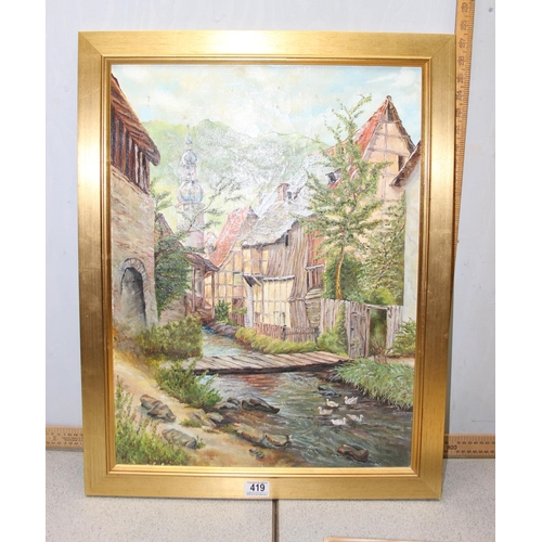 419 - 3 original paintings, 2 of Sandford on Thames Oxford one signed by Robin Davidson