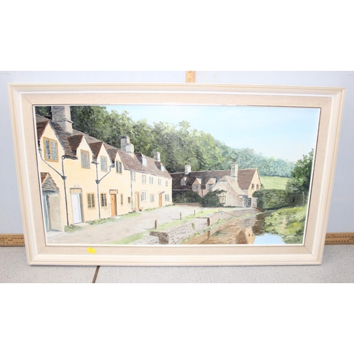 419 - 3 original paintings, 2 of Sandford on Thames Oxford one signed by Robin Davidson