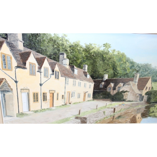 419 - 3 original paintings, 2 of Sandford on Thames Oxford one signed by Robin Davidson